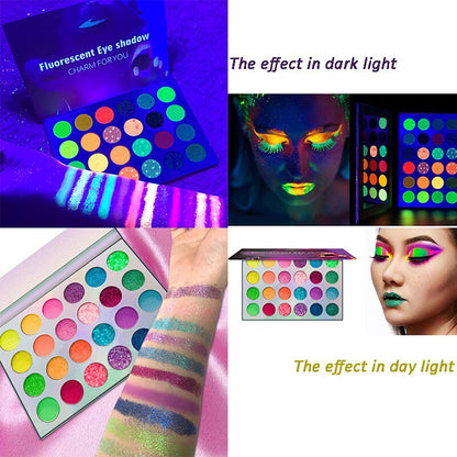 Blacklight UV Glow Eyeshadow Palette glow in the dark