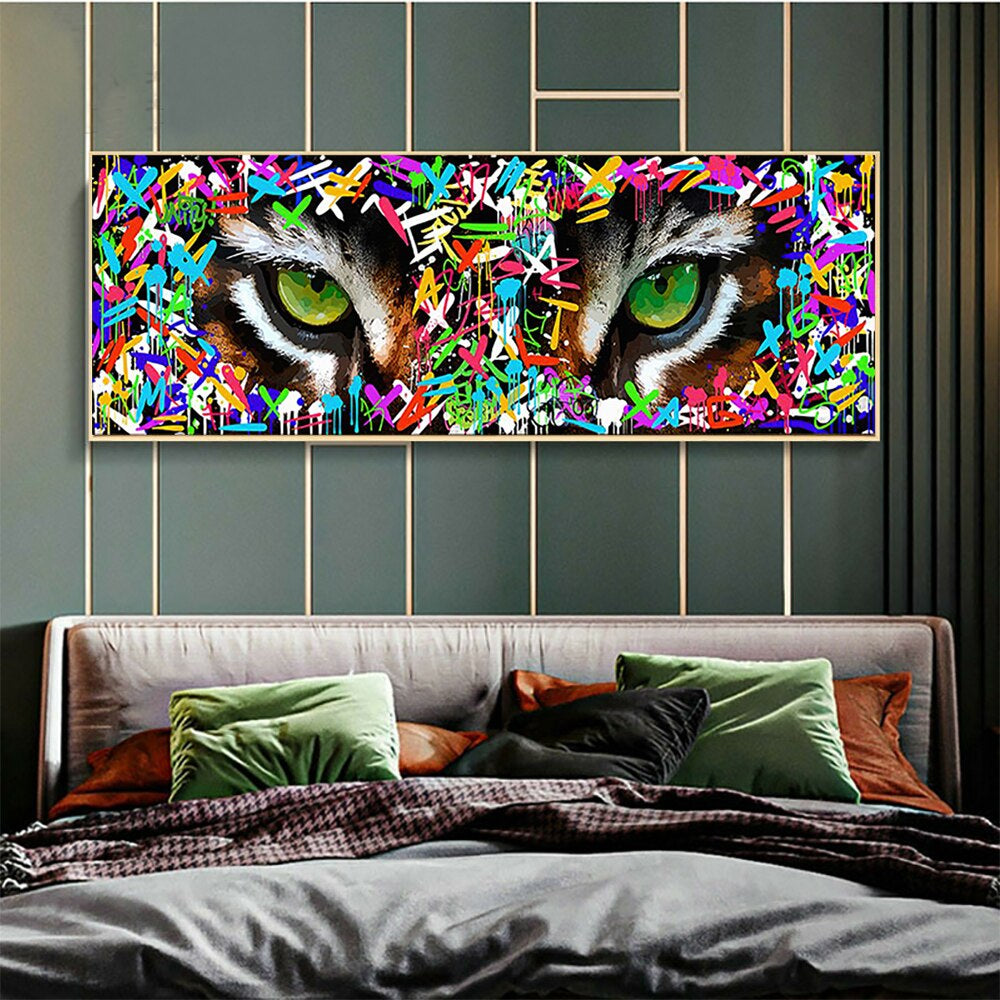 Graffiti Colorful Tiger Eye Canvas Painting Posters