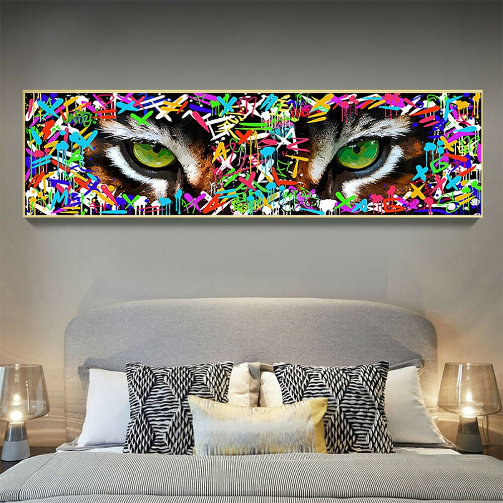 Graffiti Colorful Tiger Eye Canvas Painting Posters