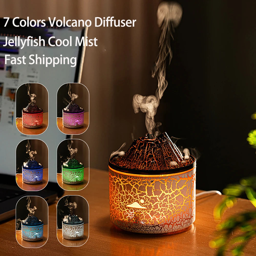 Volcano Diffuser Essential Oils Jellyfish Cool Mist Air Humidifier