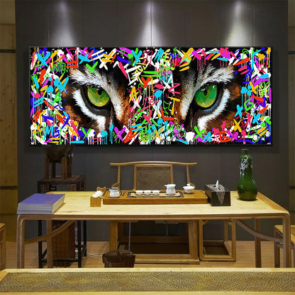 Graffiti Colorful Tiger Eye Canvas Painting Posters